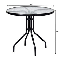 Clihome 32 in. D x 28 in. H Round Metal Outdoor Patio Table with Tempered Glass Top - $50