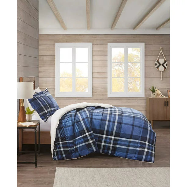 Plaid sherpa online comforter