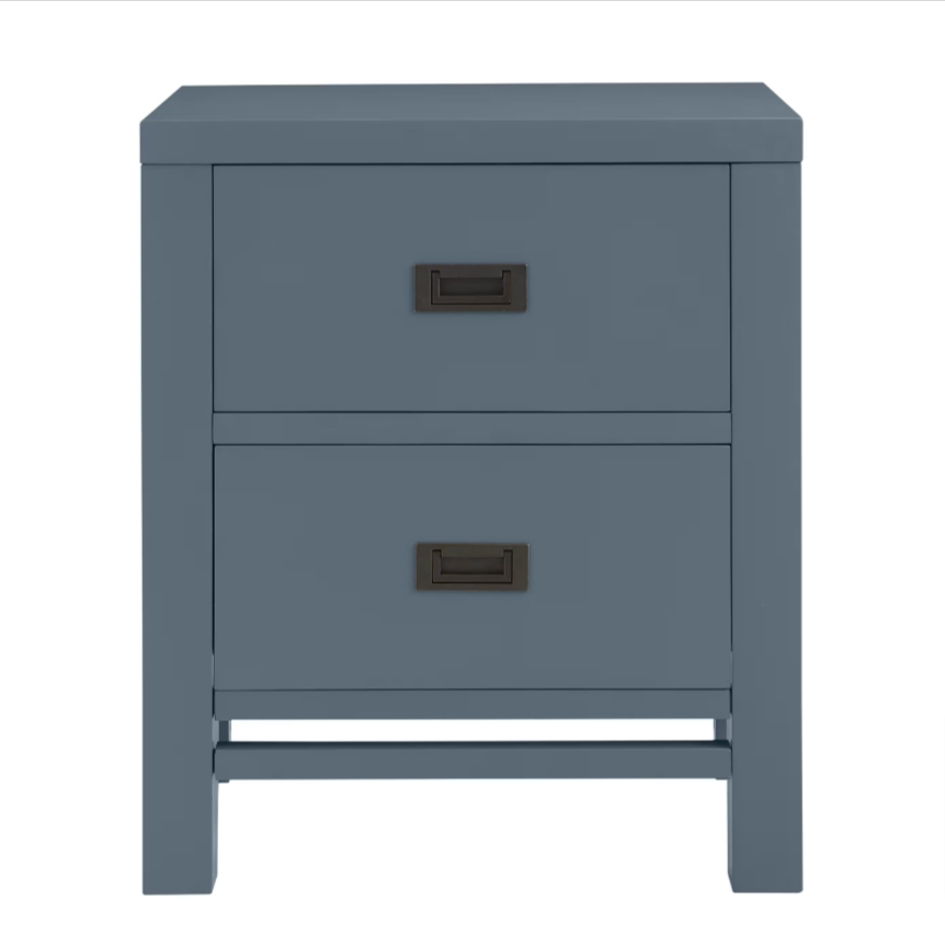 Calden Steel Blue 2-Drawer Nightstand (26 in. H x 22 in. W x 16 in. D) - $150