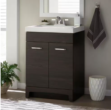 Stancliff 25 in. W x 19 in. D x 34 in. H Single Sink Bath Vanity in Elm Ember - $160