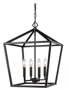Millennium Lighting 4-Light 16 in. Wide Matte Black Taper Candle Pendant - $140