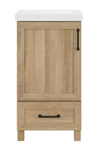 Tobana Single Sink Bath Vanity in Weathered Tan with White Ceramic Top - $280