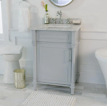 Aberdeen 24 in. W x 20 in. D x 34.5 in. H Single Sink Bath Vanity in Dove Gray - $290