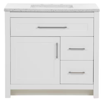 Clady 37 in. W x 19 in. D x 35 in. H Single Sink Freestanding Bath Vanity in White - $300