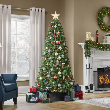 Home Accents Holiday 6.5 ft. Pre-Lit LED Festive Pine Artificial Christmas Tree - $25