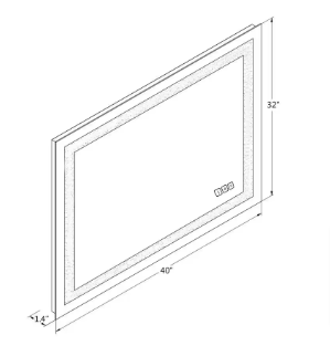 KINWELL 40 in. W x 32 in. H Frameless Rectangular LED Light Bathroom Vanity Mirror - $255