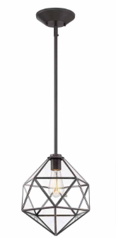 Home Decorators Collection 60-Watt 1 Light Bronze Mini-Pendant, Geometric Shade - $45