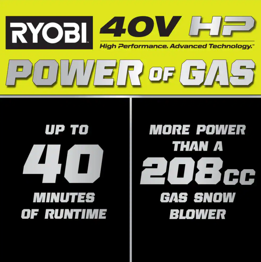 Ryobi - 40V HP Brushless Whisper Series 21 in. Cordless Snow Blower, (2) Batteries, Charger - $500