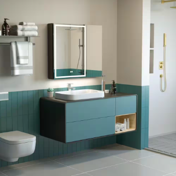 Rectangular Silver Surface Mount Double Doors LED Medicine Cabinet with Mirror - $175