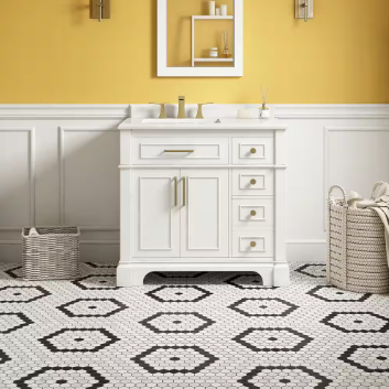 Melpark 36 in. W x 22 in. D x 34.5 in. H Single Sink Bath Vanity in White - $400