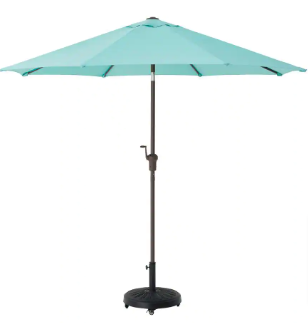 Hampton Bay 9 ft. Aluminum Market Crank and Tilt Patio Umbrella in Haze Blue - $55
