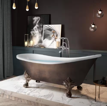 AKDY 69 in. Acrylic Double Slipper Clawfoot Non-Whirlpool Bathtub (Minor Scratches) - $600