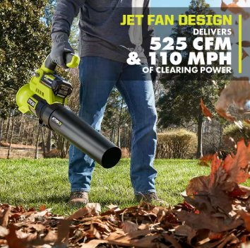 RYOBI 40V 110 MPH Battery Variable-Speed Jet Fan Leaf Blower (Tool-Only) - $105
