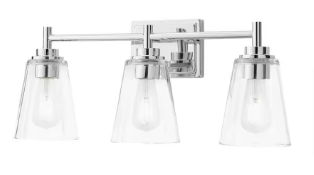 Wakefield 22 in. 3-light Chrome Modern indoor vanity with Clear Glass Shades - $55
