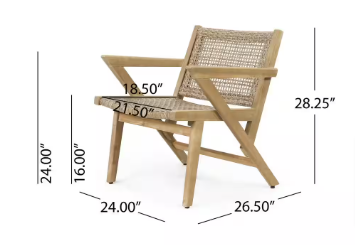 Noble House Pecor Wicker Outdoor Lounge Chair (4-Pack) - $200