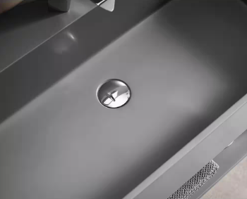 32 in. Wall-Mount Bathroom Solid Surface Vanity with Storage Space in Matte Gray - $355