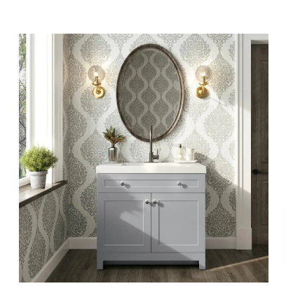 Everdean 36 in. W x 19 in. D x 34 in. H Single Sink Bath Vanity in Pearl Gray - $240