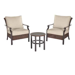 Hampton Bay Harper Creek 3 Piece Brown Steel Outdoor Patio Chair Set DISCOUNT BROS