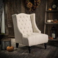 Toddman Light Beige Polyester High Back Club Chair-$135