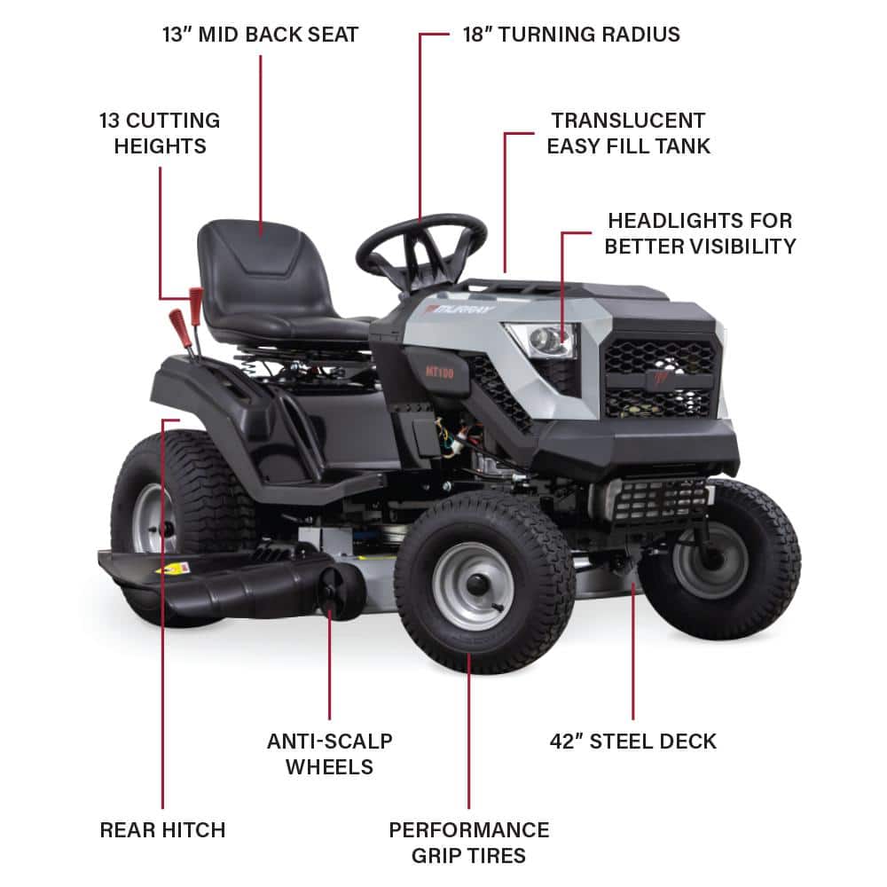 Murray MT100 42in. 13.5 HP 500cc E1350 Series Briggs Gas Riding Lawn Tractor Mower - $1350