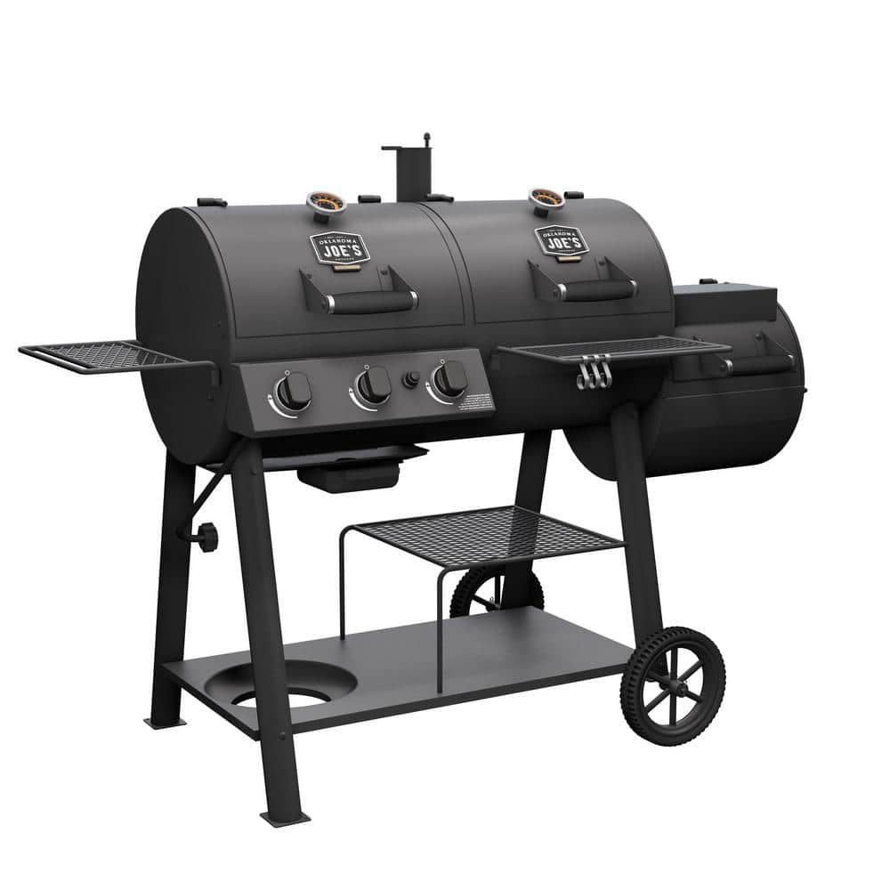 OKLAHOMA JOE'S 3-Burner Canyon Combo Charcoal and Gas Smoker and Grill in Black - $385