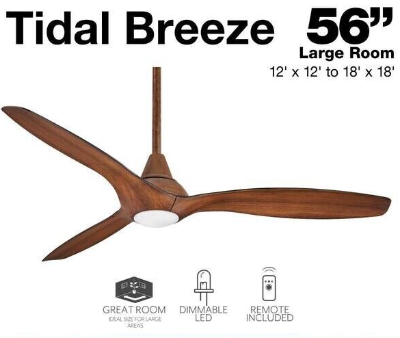 Tidal Breeze 56 in. LED Indoor Distressed Koa Ceiling Fan with Light Kit & Remote - $160