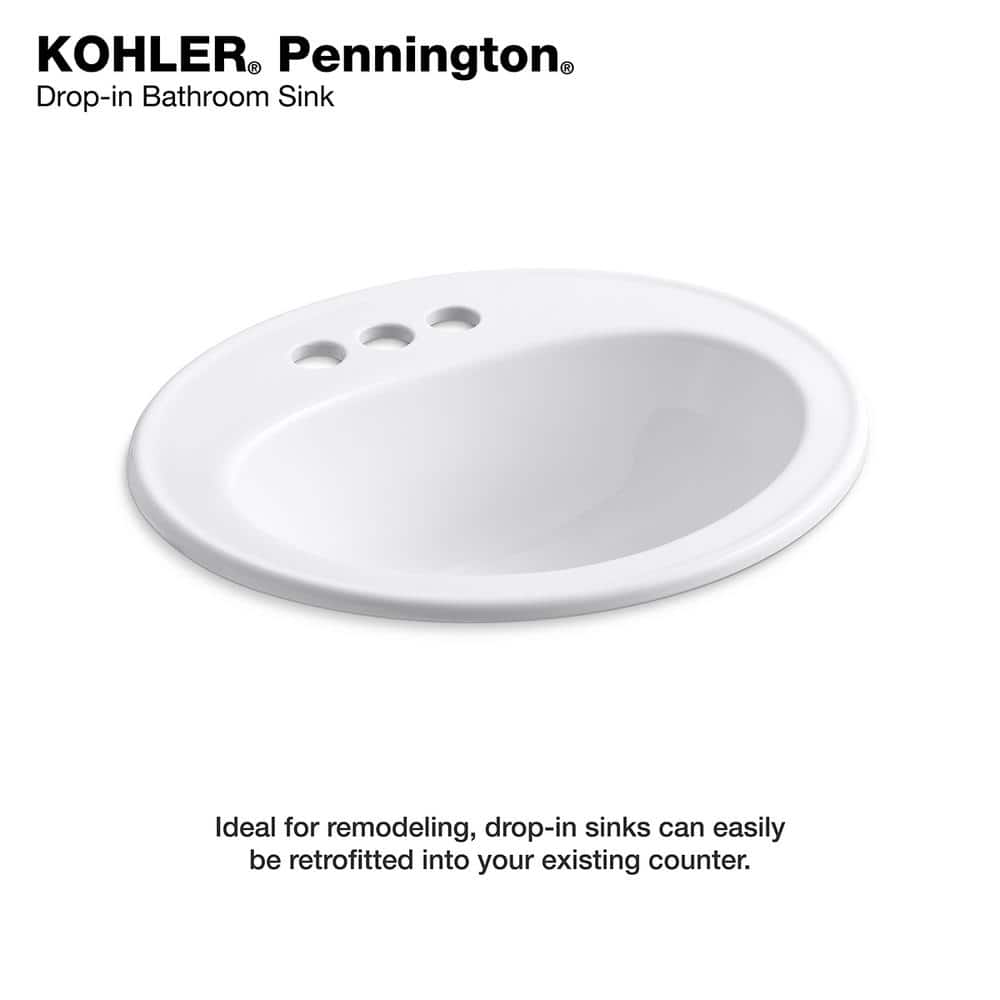 KOHLER Pennington 20-1/4 in. Oval Top-Mount Vitreous China Bathroom Sink in White - $80