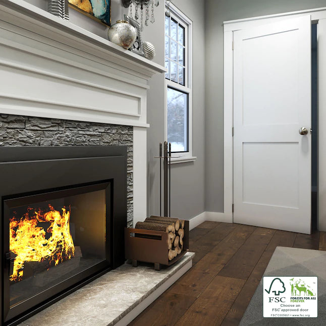 EightDoors Shaker 24" x 80" White 2-Panel Square Solid Core Primed Pine Door - $125