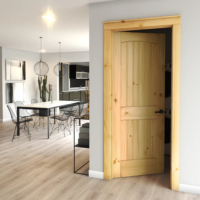 EightDoors 30" x 80" Natural 2-Panel Arch Top Solid Core Unfinished Pine Door - $135