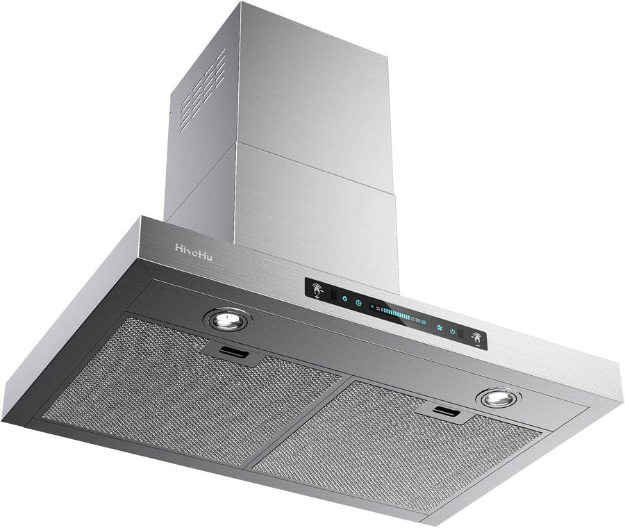 HisoHu Wall Mount Range Hood, 36 Inch 780 CFM Stainless Steel Kitchen Chimney Vent (A01-36") - $190