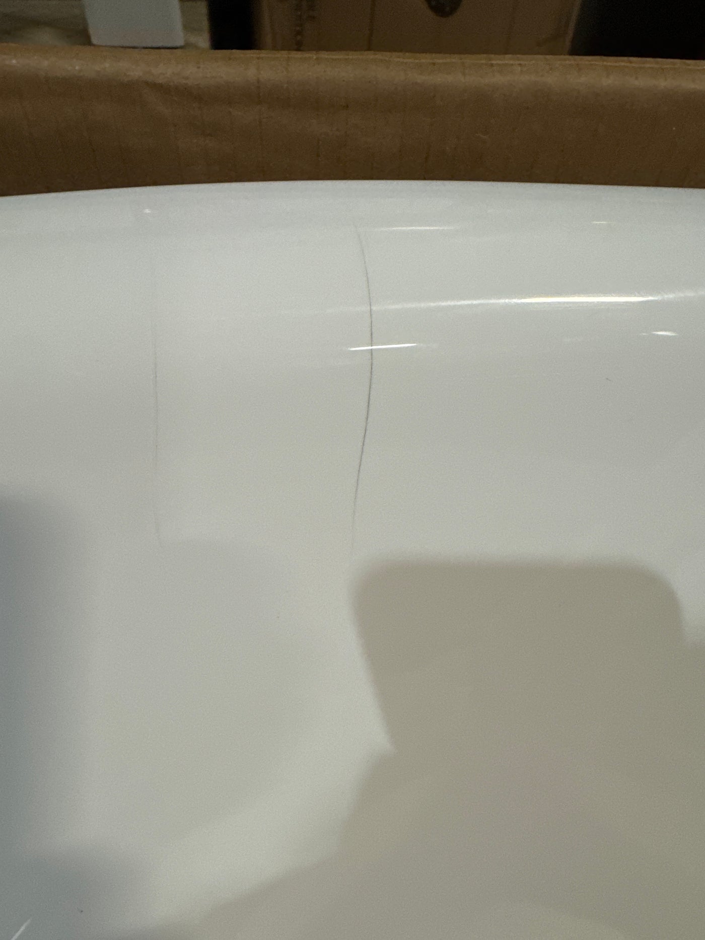 59" Free Standing Tub Classic Oval Design, Acrylic Bathroom Tub Modern White (slightly damaged)- $300