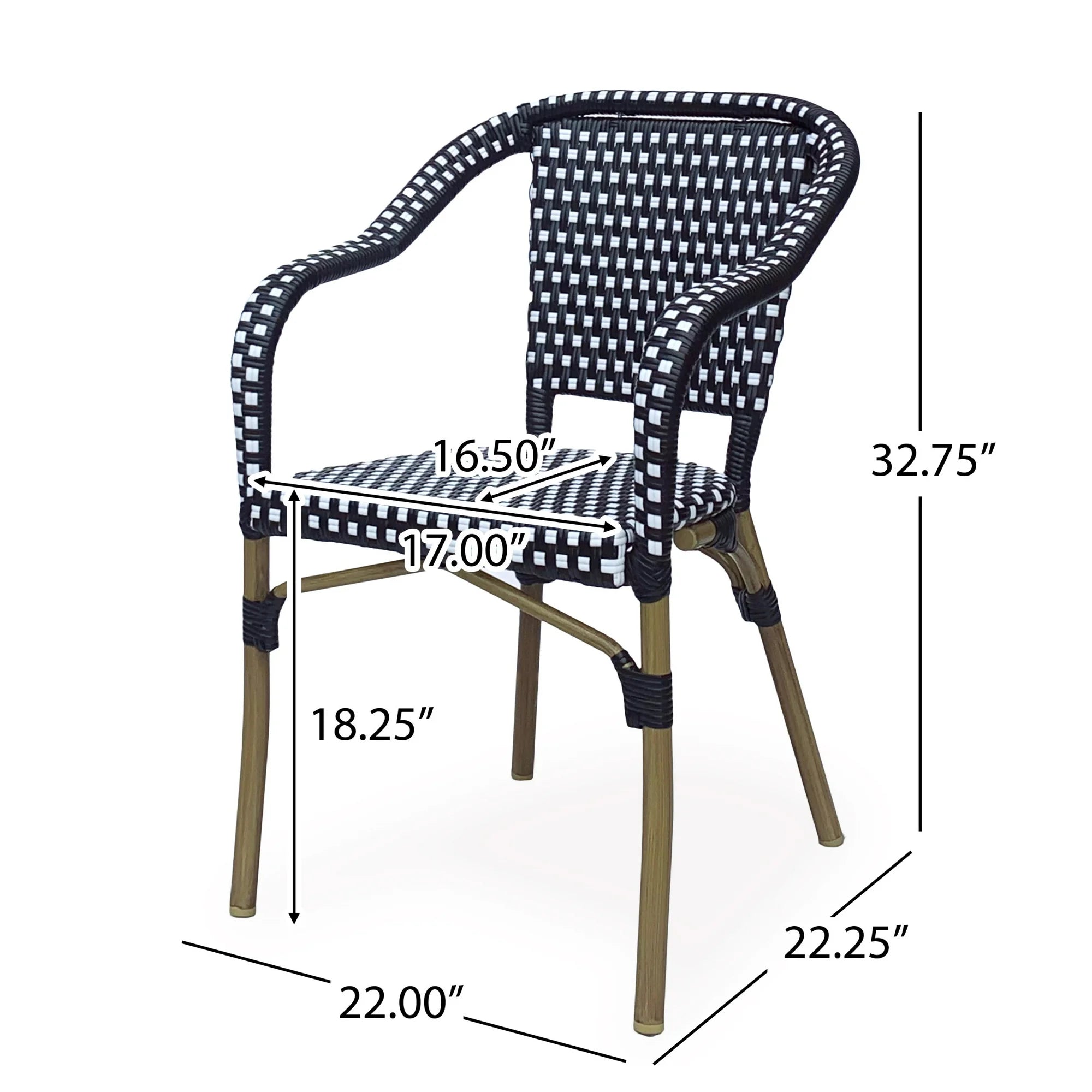 Noble House Baton Aluminum and Wicker Outdoor French Bistro Chairs, Set of 2 - $80