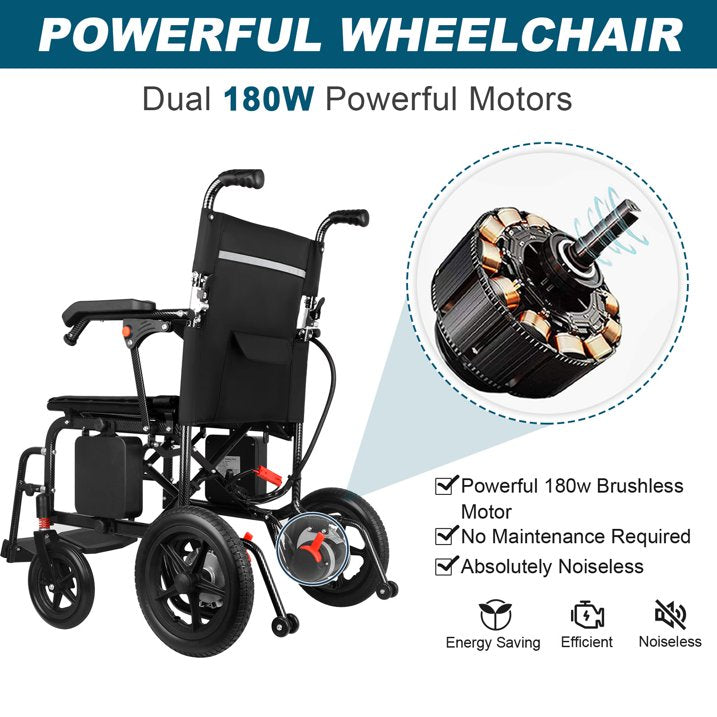 Ontrip Electric Wheelchair for Adult Weight 48Lbs Dual Lithium Battery Black - $400