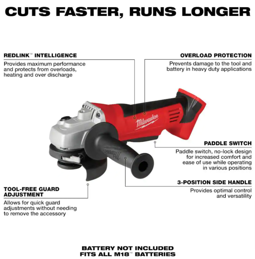 Milwaukee M18 18V Lithium-Ion Cordless 4-1/2 in. Cut-Off/Grinder (Tool-Only) - $95