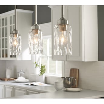 allen + roth Latchbury Brushed Nickel Glass Cylinder Mini Hanging Pendant Light - $55