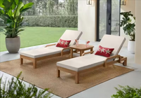 Orleans Eucalyptus Wood Outdoor Chaise Lounge (x1), Almond Cushions - $200