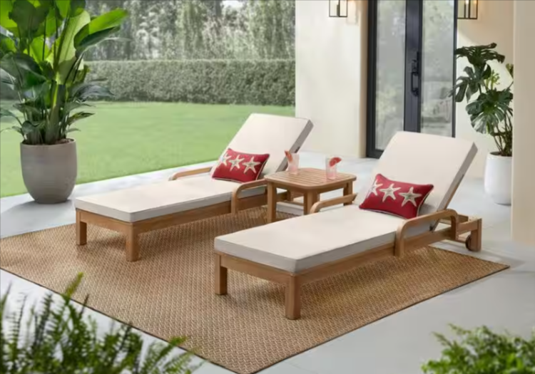 Summerland outdoor mesh best sale and wood chaise lounge