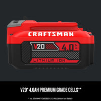 CRAFTSMAN V20 20-Volt 4 Ah; Lithium Ion (li-ion) Battery (Charger Included) - $80