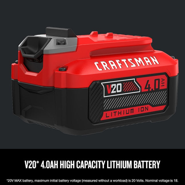 CRAFTSMAN V20 20-Volt 4 Ah; Lithium Ion (li-ion) Battery (Charger Included) - $80