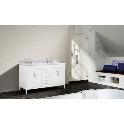 allen + roth Perrella 61-in White Undermount Double Sink Bathroom Vanity with Top - $849.99