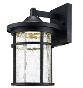 Westbury Aged Iron Large LED Outdoor Wall Light Fixture with Clear Crackled Glass - $60