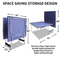 HooKung 8ft Mid-Size Table Tennis Table Foldable & Portable Ping Pong Table Set - $205