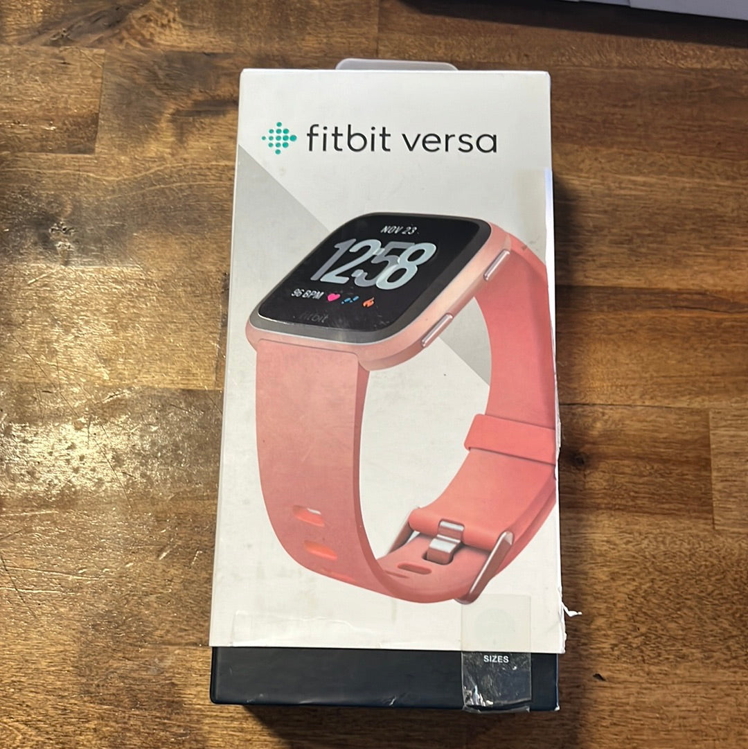 Fitbit Versa Smart Watch, Peach/Rose Gold Aluminium, One Size (S & L Bands  Included), Heart Rate Monitor