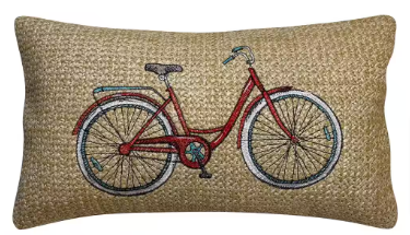 Hampton Bay Beige Raffia Bicycle Chili Outdoor Lumbar Pillow - $10