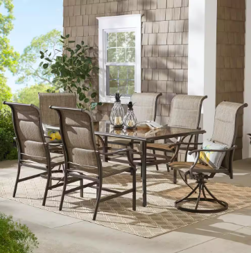 Riverbrook Espresso Brown Padded Sling Swivel Steel Patio Lounge Chairs (2-Pack) - $200
