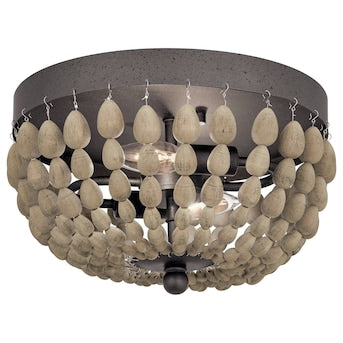 Kichler Coltyn 2-Light 12-in Anvil Iron and Distressed Antique Grey Flush Mount Light - $60