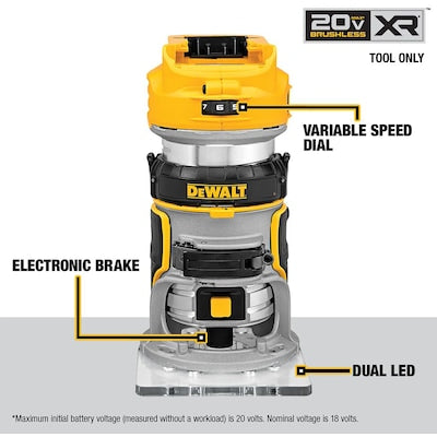DEWALT XR 1/4-in Variable Speed Brushless Fixed Cordless Router (Bare Tool) - $155