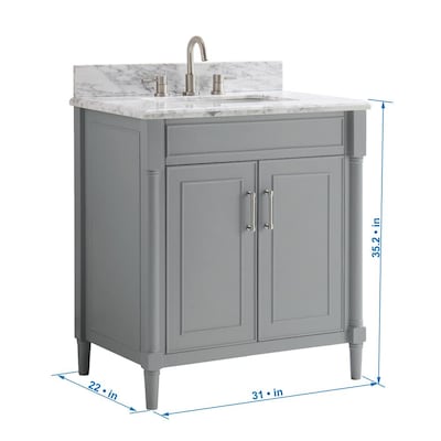 allen + roth Perrella 31-in Light Gray Undermount Single Sink Bathroom Vanity w/ Top - $450