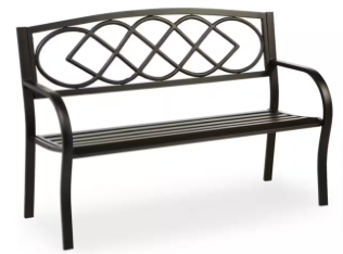 Evergreen 50 in. Celtic Knot Metal Outdoor Garden Bench - $85