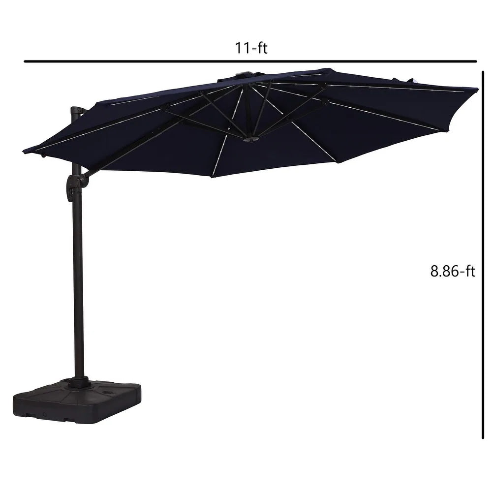 Casainc 11 Feet Solar Powered Push-Button Tilt Patio Umbrella in without Base - Blue - $260